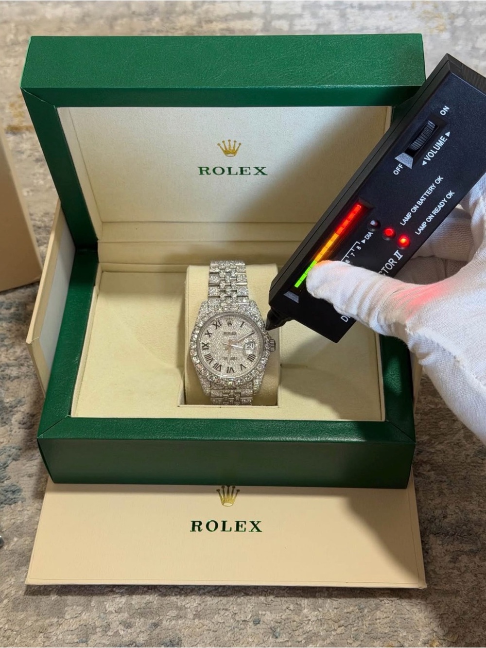 Rolex Datejust 36mm Silver Roman Dial Diamond Bezel Bracelet Box Papers